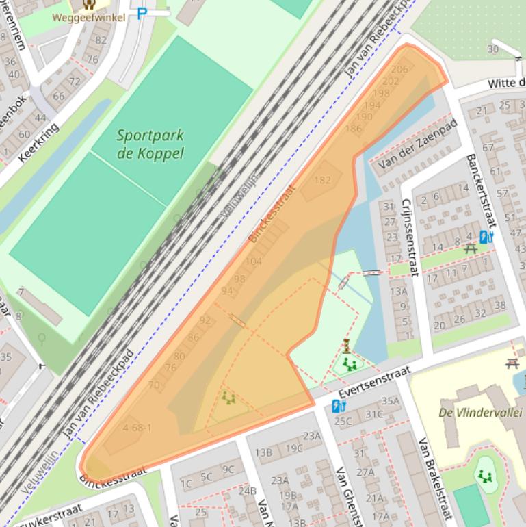 Kaart van postcodegebied 3814TW.