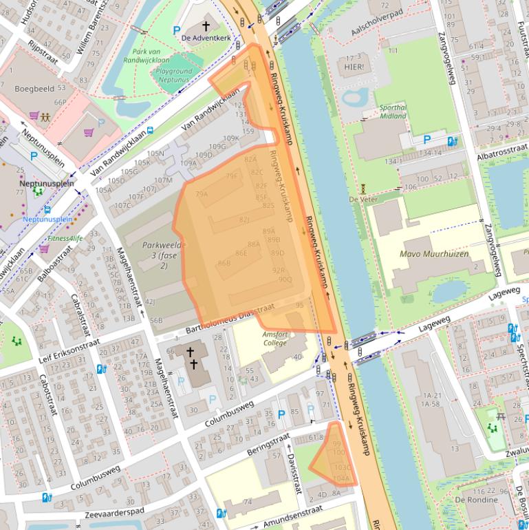 Kaart van postcodegebied 3814WS.