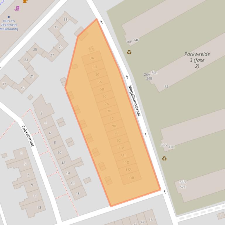 Kaart van postcodegebied 3814XH.