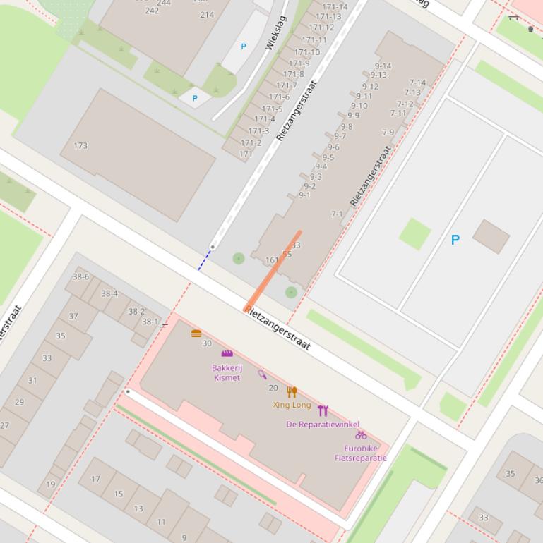 Kaart van postcodegebied 3815EB.