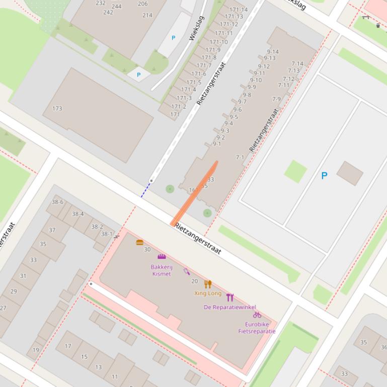 Kaart van postcodegebied 3815EC.