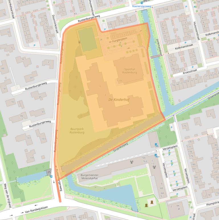 Kaart van postcodegebied 3815KZ.
