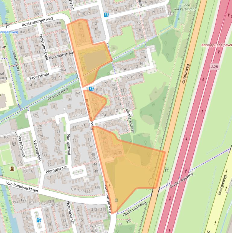 Kaart van postcodegebied 3815NB.