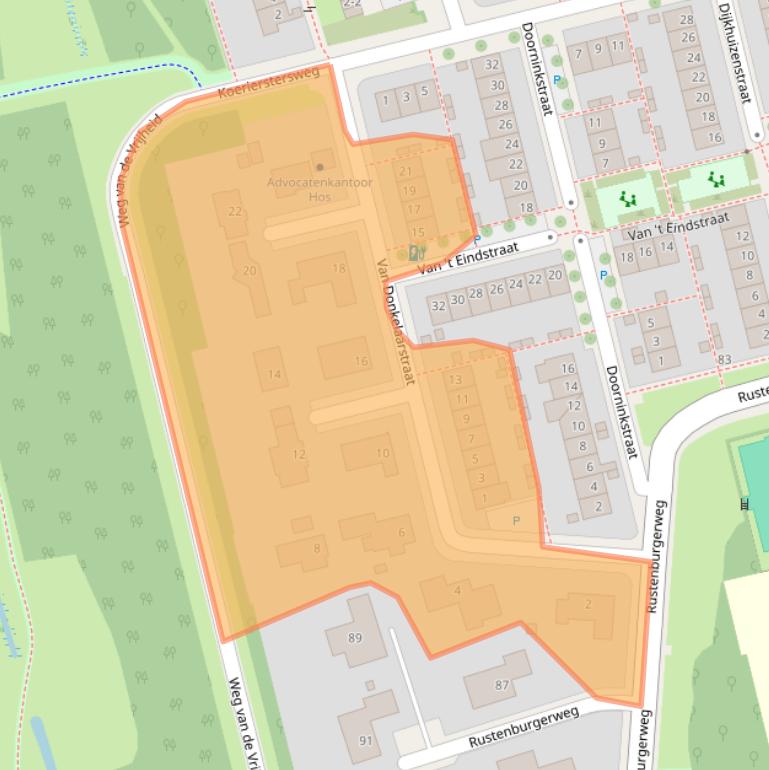 Kaart van postcodegebied 3815NH.