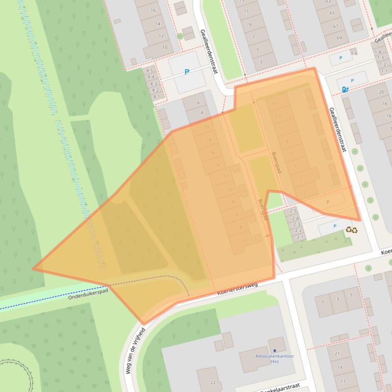 Kaart van postcodegebied 3815NJ.