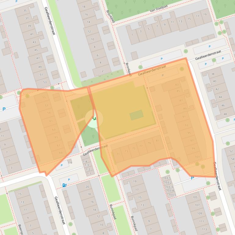 Kaart van postcodegebied 3815NM.