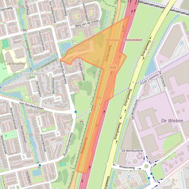 Kaart van postcodegebied 3815PB.