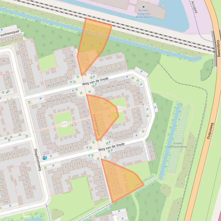 Kaart van postcodegebied 3815PC.