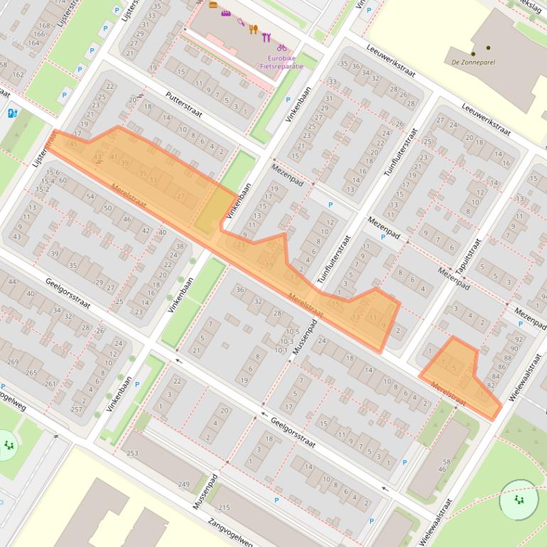 Kaart van postcodegebied 3815RE.