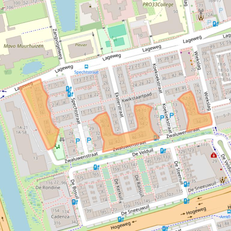 Kaart van postcodegebied 3815SC.