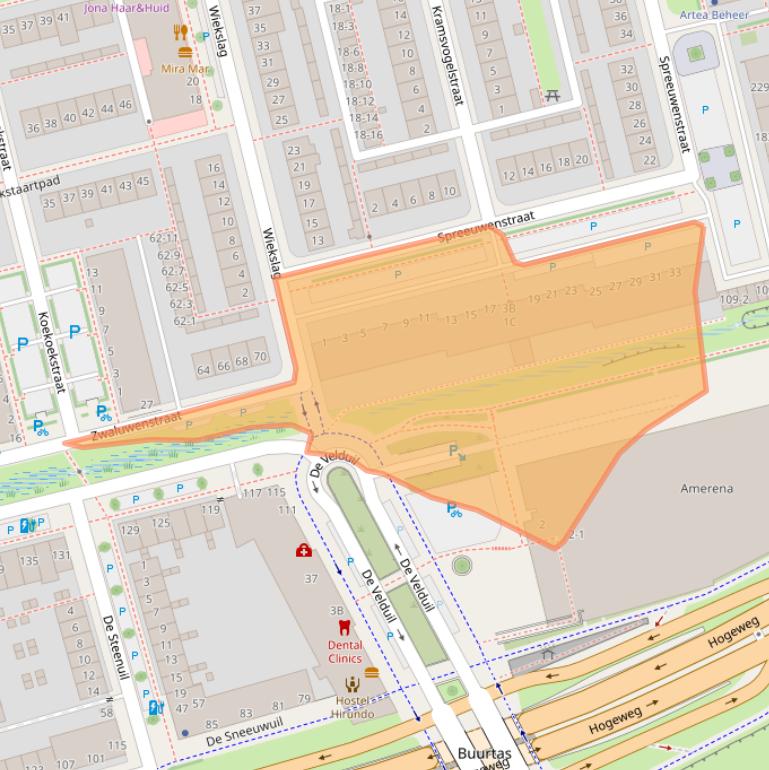 Kaart van postcodegebied 3815SM.