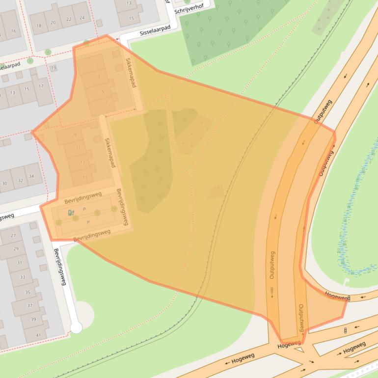 Kaart van postcodegebied 3815XP.