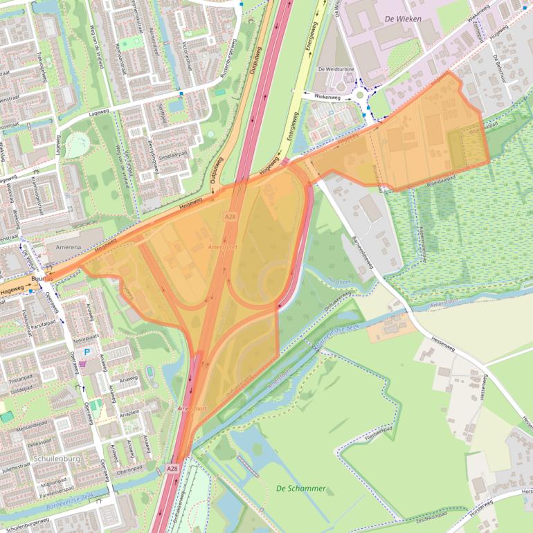Kaart van postcodegebied 3816BS.