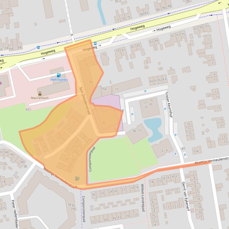 Kaart van postcodegebied 3816BZ.