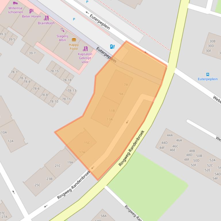 Kaart van postcodegebied 3816CA.