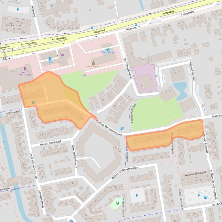 Kaart van postcodegebied 3816DC.