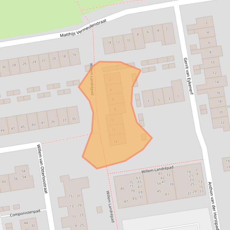 Kaart van postcodegebied 3816DE.