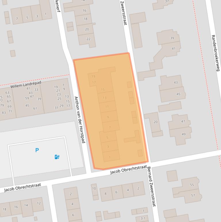 Kaart van postcodegebied 3816DG.