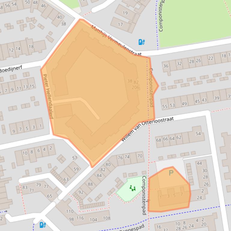 Kaart van postcodegebied 3816DM.