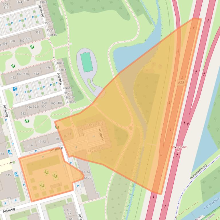 Kaart van postcodegebied 3816EH.