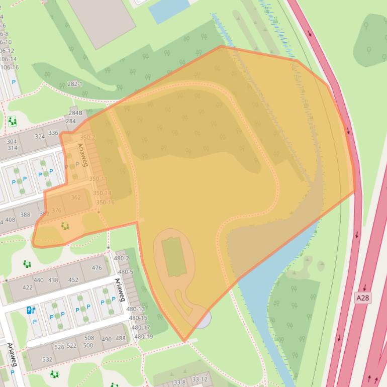 Kaart van postcodegebied 3816HT.