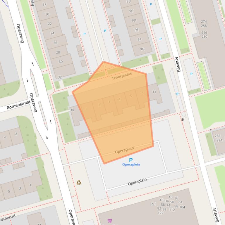 Kaart van postcodegebied 3816JA.