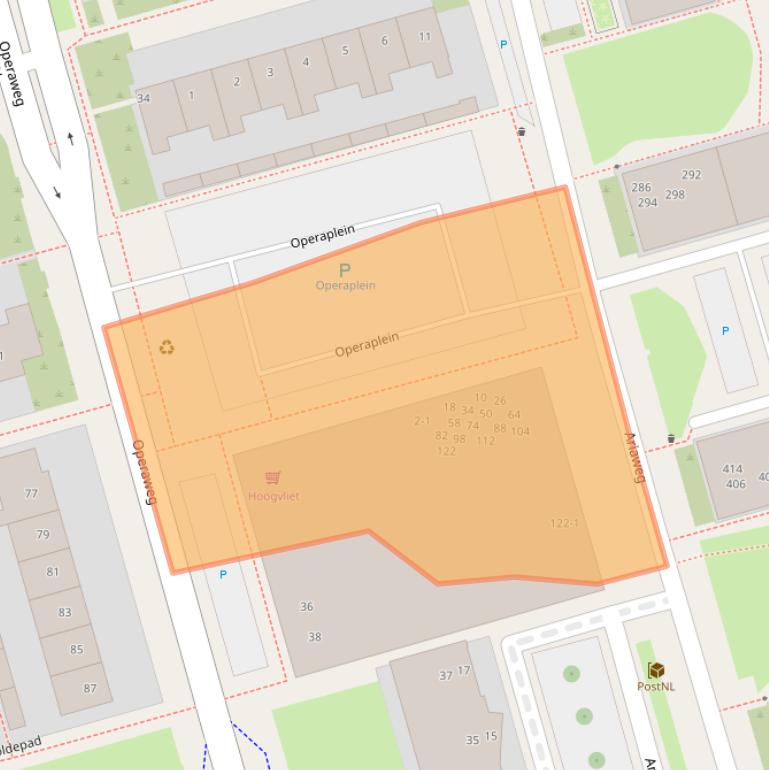 Kaart van postcodegebied 3816JB.