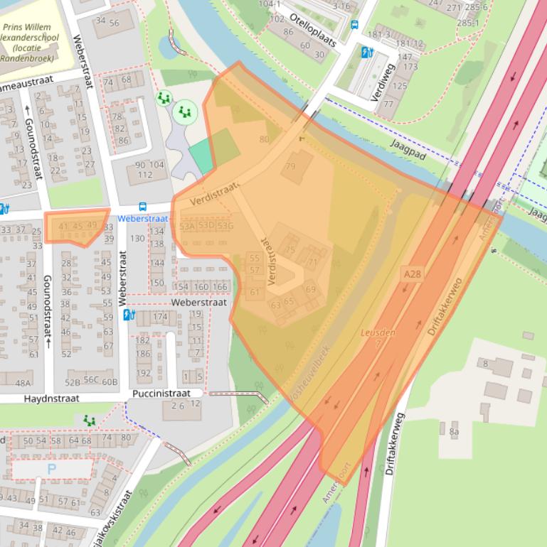 Kaart van postcodegebied 3816LB.