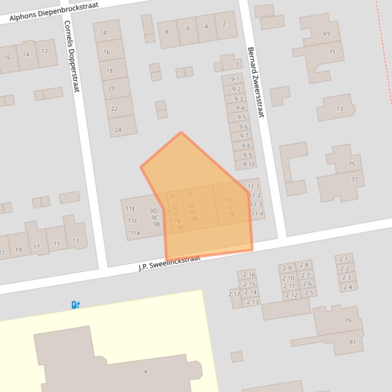 Kaart van postcodegebied 3816PA.