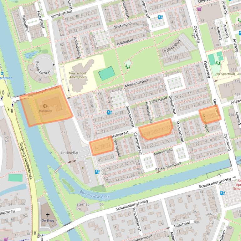 Kaart van postcodegebied 3816RC.