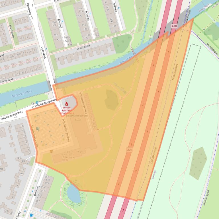 Kaart van postcodegebied 3816TD.