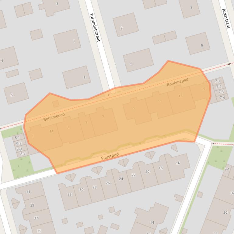 Kaart van postcodegebied 3816TJ.