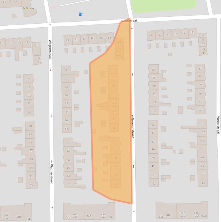 Kaart van postcodegebied 3816WJ.