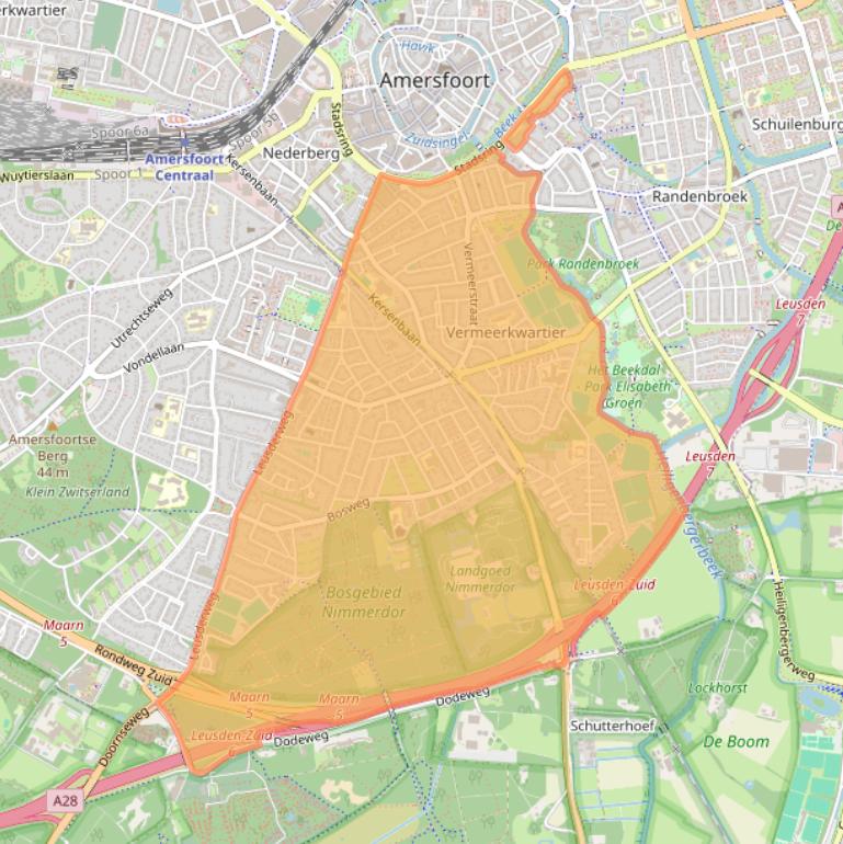 Kaart van postcodegebied 3817.