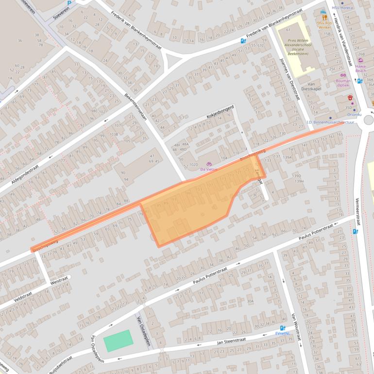 Kaart van postcodegebied 3817BS.