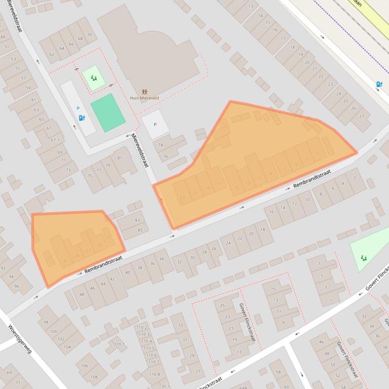 Kaart van postcodegebied 3817RT.