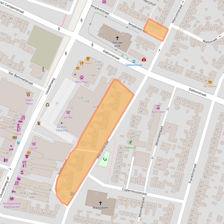 Kaart van postcodegebied 3817TE.