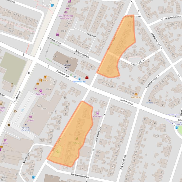 Kaart van postcodegebied 3817TG.