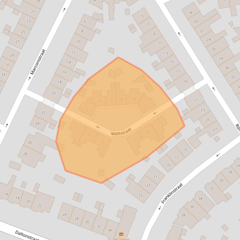 Kaart van postcodegebied 3817TJ.