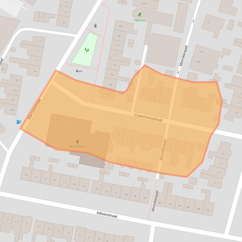Kaart van postcodegebied 3817VJ.