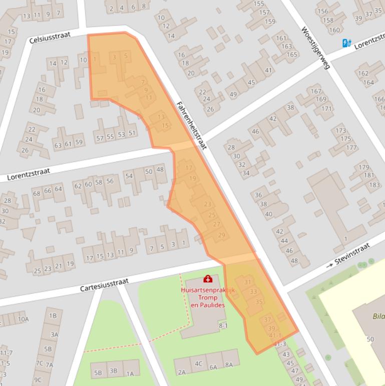 Kaart van postcodegebied 3817WB.