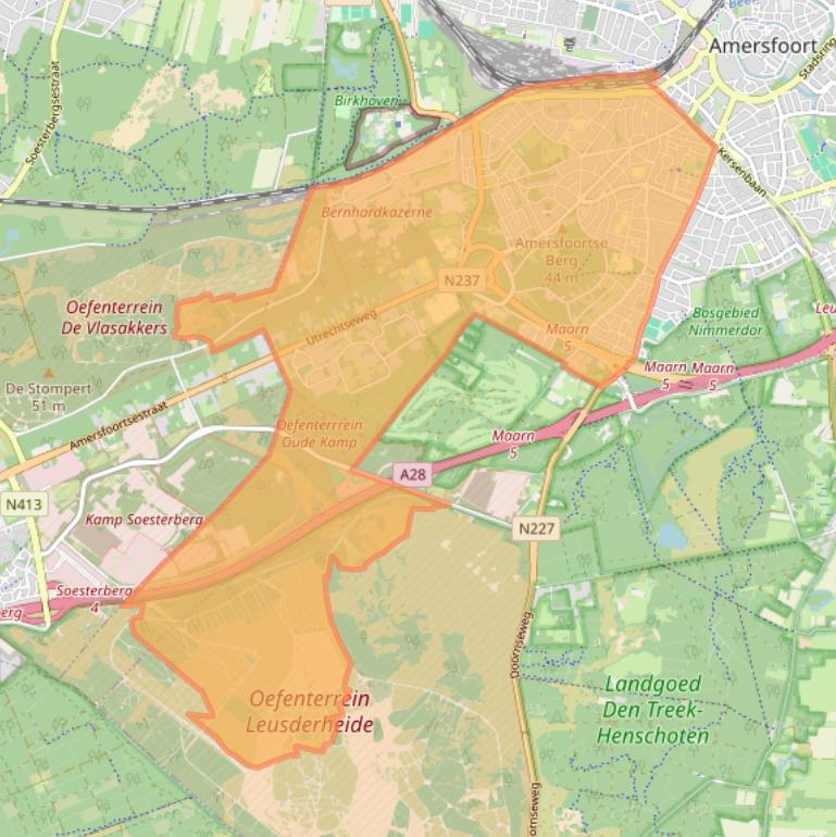 Kaart van postcodegebied 3818.