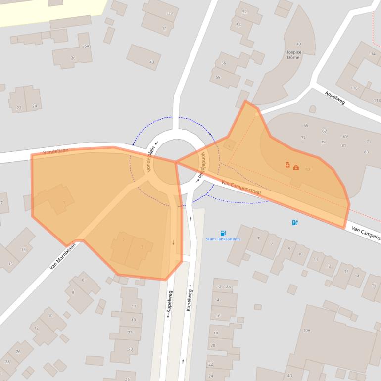 Kaart van postcodegebied 3818BC.