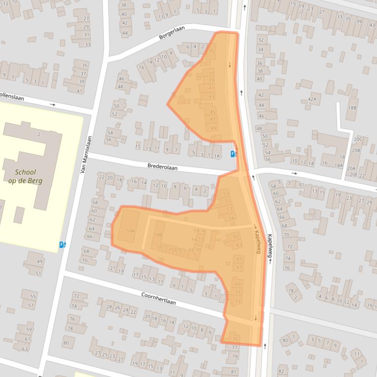 Kaart van postcodegebied 3818BE.