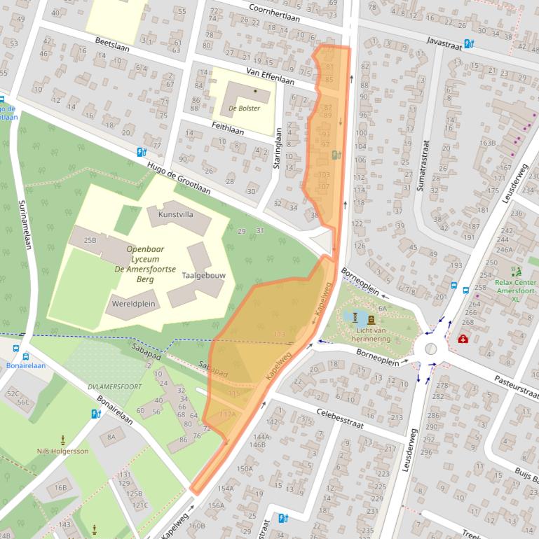 Kaart van postcodegebied 3818BG.