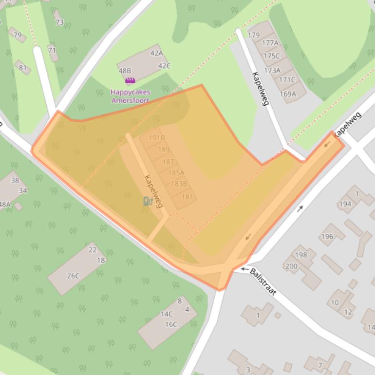 Kaart van postcodegebied 3818BN.