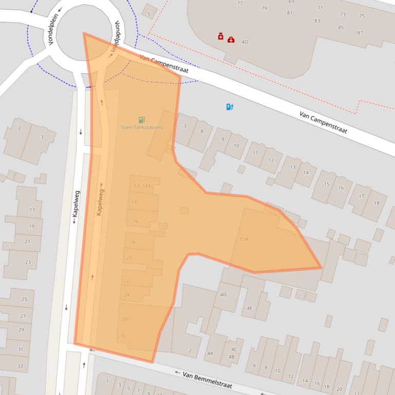 Kaart van postcodegebied 3818BP.