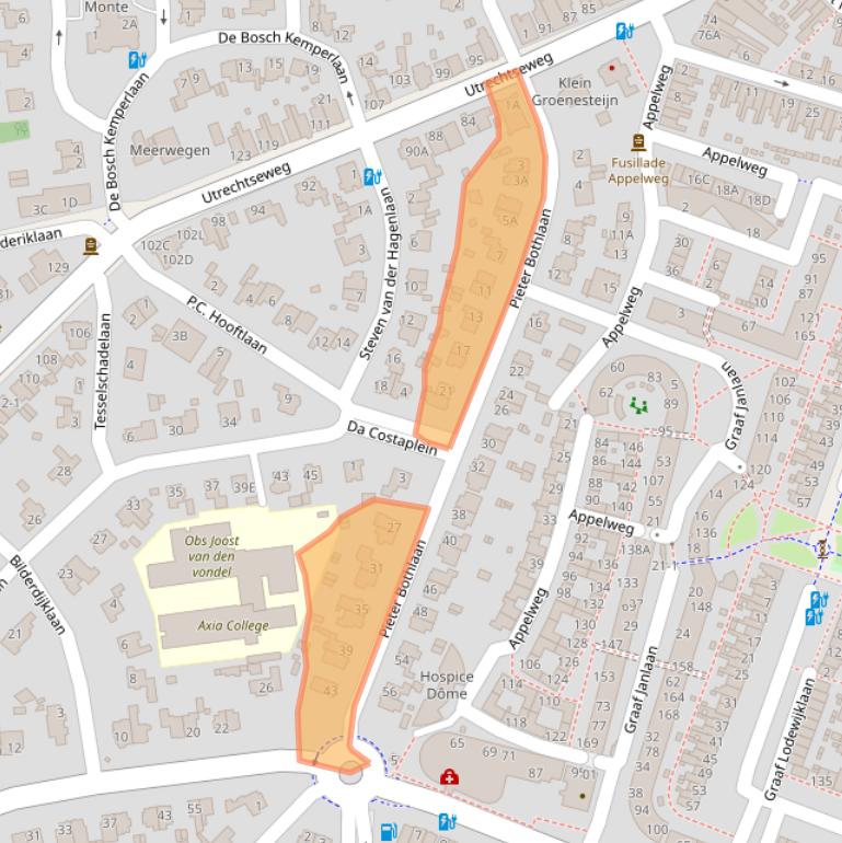 Kaart van postcodegebied 3818CA.