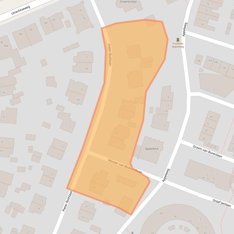 Kaart van postcodegebied 3818CB.