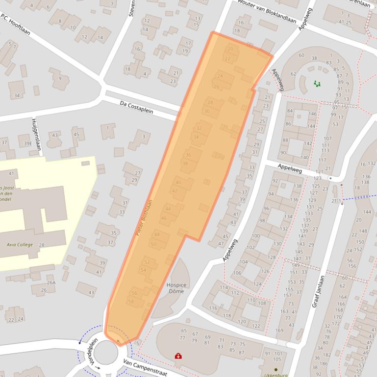 Kaart van postcodegebied 3818CC.